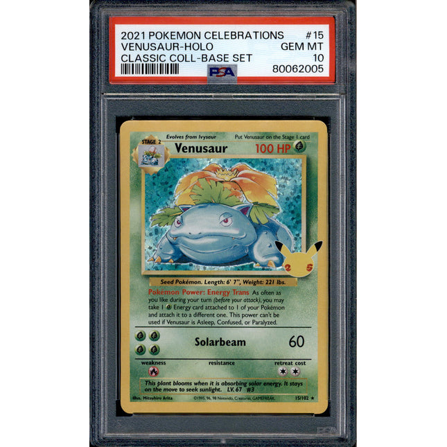 Venusaur - 15/102 - PSA 10 - Holo - Celebrations - Pokemon - 62005