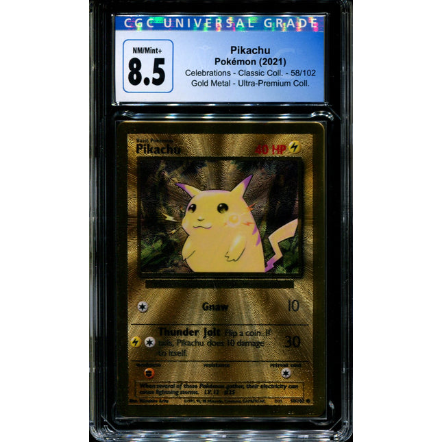 Pikachu - 58/102 - CGC 8.5 - Metal Card - Celebrations - Pokemon - 59071