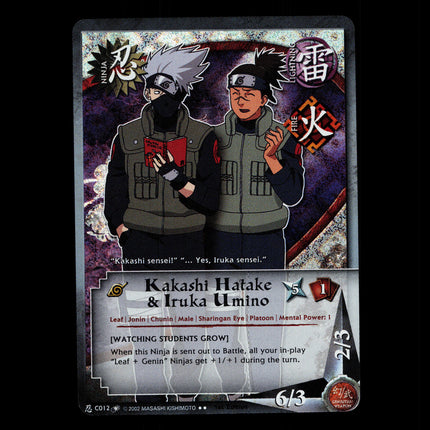 Kakashi Hatake & Iruka Umino - c012 - NM - 1st Edition - Diamond Foil - Naruto CCG - D4-277
