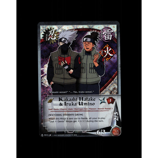Kakashi Hatake & Iruka Umino - c012 - NM - 1st Edition - Diamond Foil - Naruto CCG - D4-277