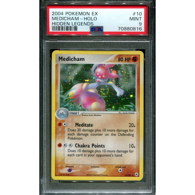Medicham - 10/101 - PSA 9 - Holo - Hidden Legends - Pokemon - 80816