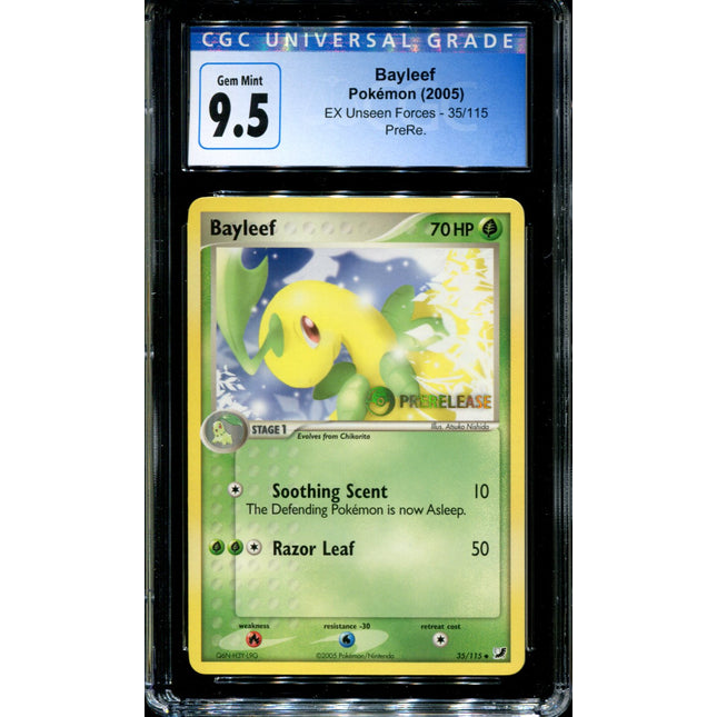 Bayleef - 35/115 - CGC 9.5 - EX Unseen Forces - Prerelease - Pokemon - 94019