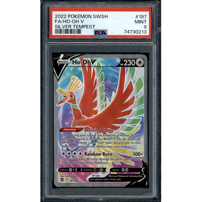 Ho-oh V - 187/195 - PSA 9 - Full Art - Silver Tempest - Pokemon - 30213