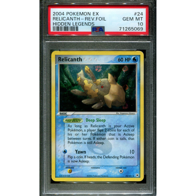 Relicanth - 24/101 - PSA 10 - Reverse Holo - Hidden Legends - Pokemon - 65069