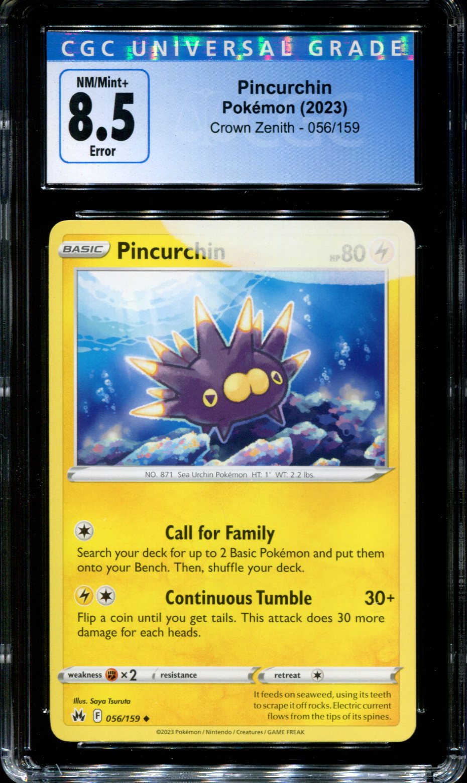 Pincurchin - 056/159 - CGC 8.5 - Crown Zenith - Error - Pokemon