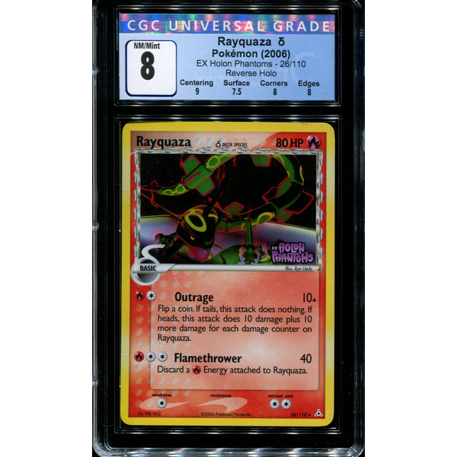 Rayquaza - 26/110 - CGC 8 - Reverse Holo - Holon Phantoms - 36588