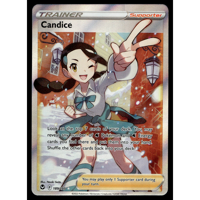 Candice - 189/195 - PSA NM - Full Art - Silver Tempest - Pokemon - A5-51