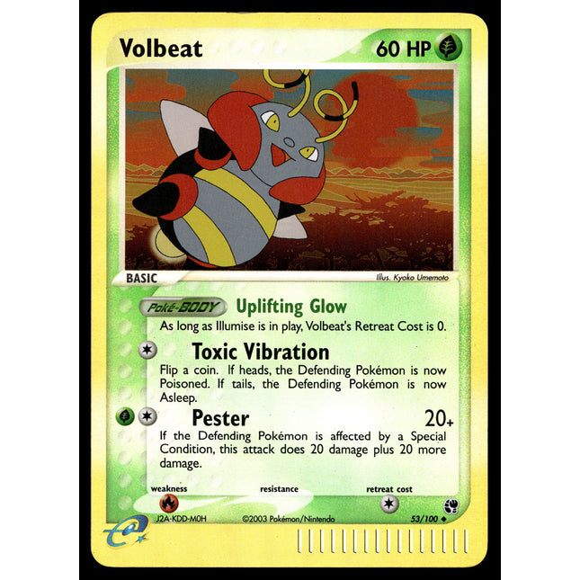 Volbeat - 53/100 - NM - Reverse Holo - Sandstorm - Pokemon - A9-35