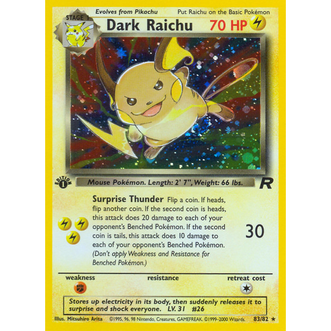 Dark Raichu (83/82) [Team Rocket 1st Edition]