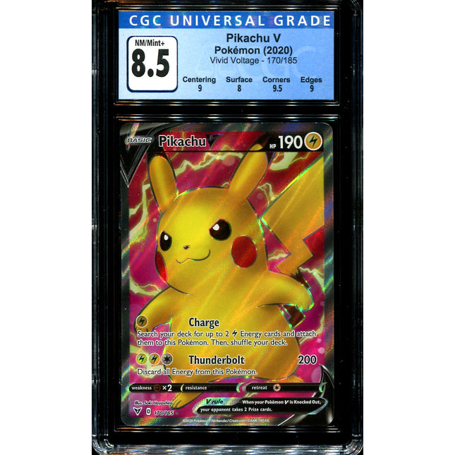 Pikachu V - 170/185 - CGC 8.5 - Full Art - Vivid Voltage - Pokemon - 28315