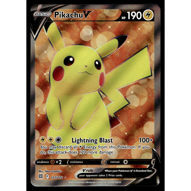 Pikachu V - 157/172 - NM - Full Art - Brilliant Stars - Pokemon - B1-2