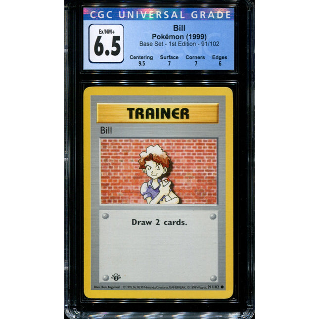 Bill - 91/102 - CGC 6.5 - 1st Edition - Base Set - Pokemon - 38093