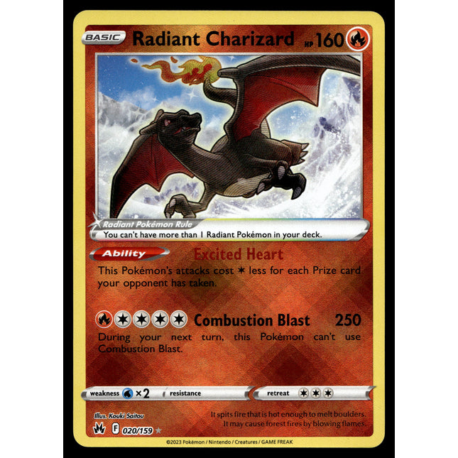 Radiant Charizard - 020/159 - NM - Ultra Rare - Crown Zenith - Pokemon - A7-60