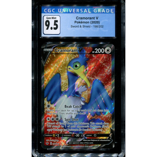 Cramorant V - 198/202 - CGC 9.5 - Full Art - Sword & Shield Base Set - Pokemon - 68090