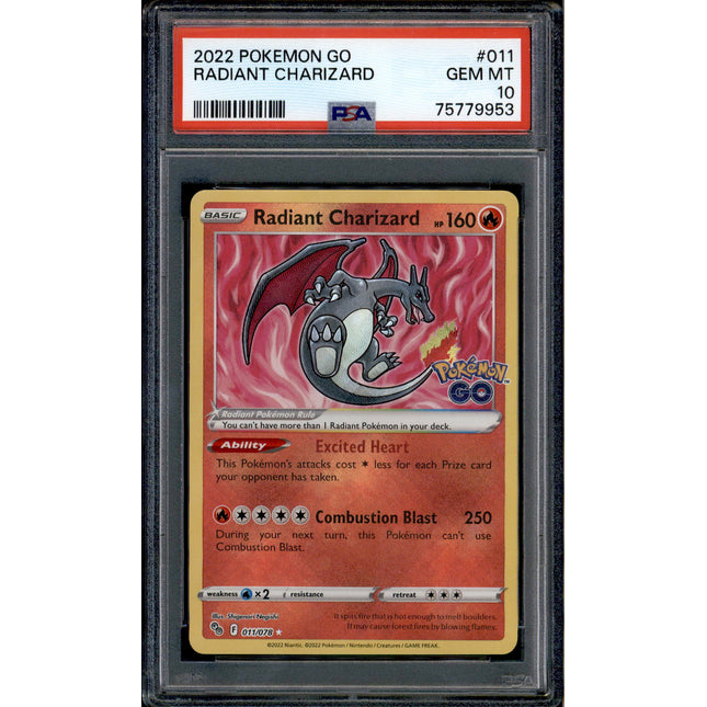 Radiant Charizard - 011/078 - PSA 10 - Ultra Rare - Pokemon GO - Pokemon - 79953