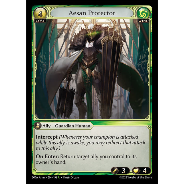 Aesan Protector - DOA Alter EN-198 - x1 - Uncommon - Near Mint - Non-Foil - Grand Archive TCG