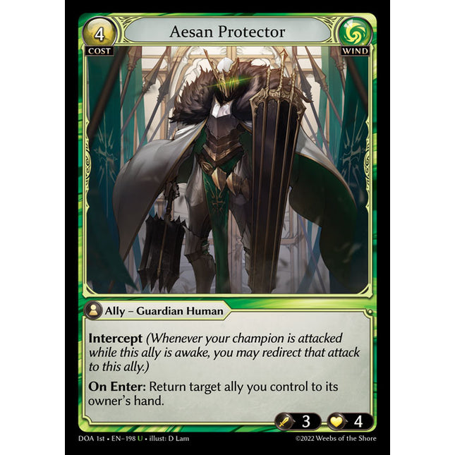 Aesan Protector - DOA 1st EN-198 - Uncommon - Near Mint - Non-Foil - Grand Archive TCG