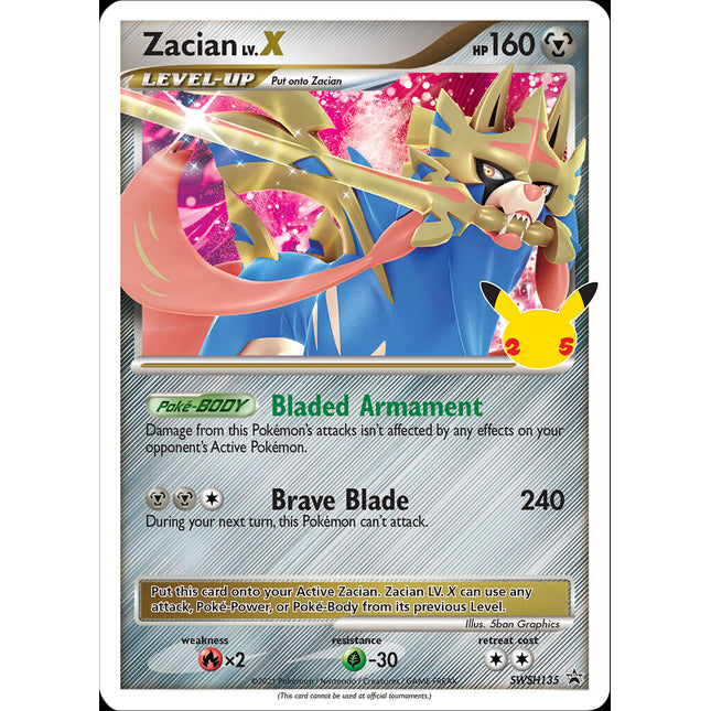 Zacian LV.X (SWSH135) (Celebrations) [Sword & Shield: Black Star Promos]