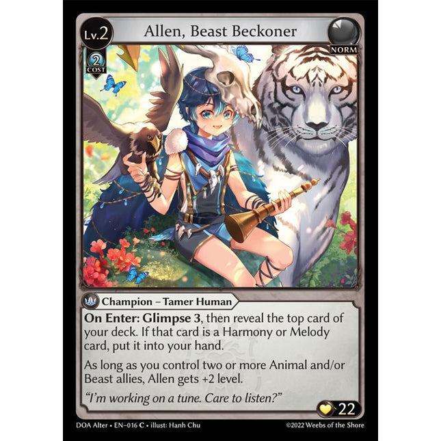 Allen, Beast Beckoner - DOA Alter EN-016 - x4 - Common - Near Mint - Non-Foil - Grand Archive TCG
