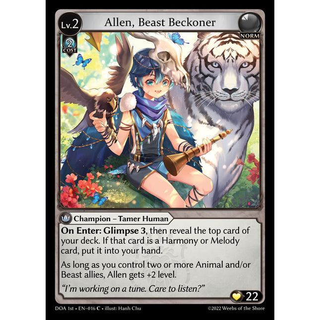 Allen, Beast Beckoner - DOA 1st EN-016 - Common - Near Mint - Non-Foil - Grand Archive TCG