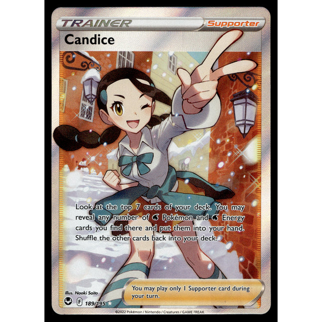 Candice - 189/195 - PSA NM - Full Art - Silver Tempest - Pokemon - A5-45