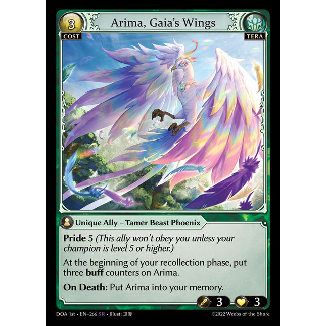 Arima, Gaia's Wings - DOA 1st EN-266 - Super Rare - Near Mint - Foil - Grand Archive TCG