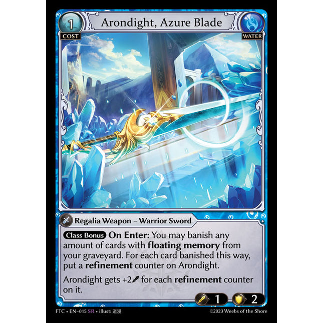 Arondight, Azure Blade - FTC EN-015 - x1 - SR - NM - Non-Foil - Grand Archive TCG