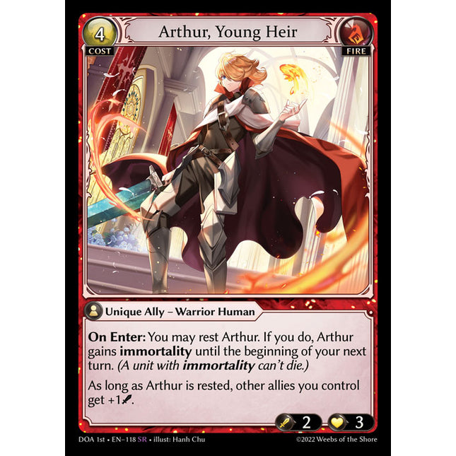 Arthur, Young Heir - DOA 1st EN-118 - Super Rare - Near Mint - Non-Foil - Grand Archive TCG