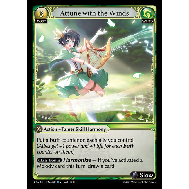 Attune with the Winds - DOA 1st EN-200 - Rare - Near Mint - Non-Foil - Grand Archive TCG