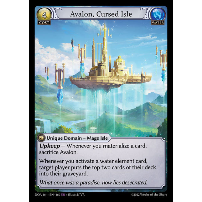 Avalon, Cursed Isle - DOA 1st EN-160 - Super Rare - Near Mint - Non-Foil - Grand Archive TCG