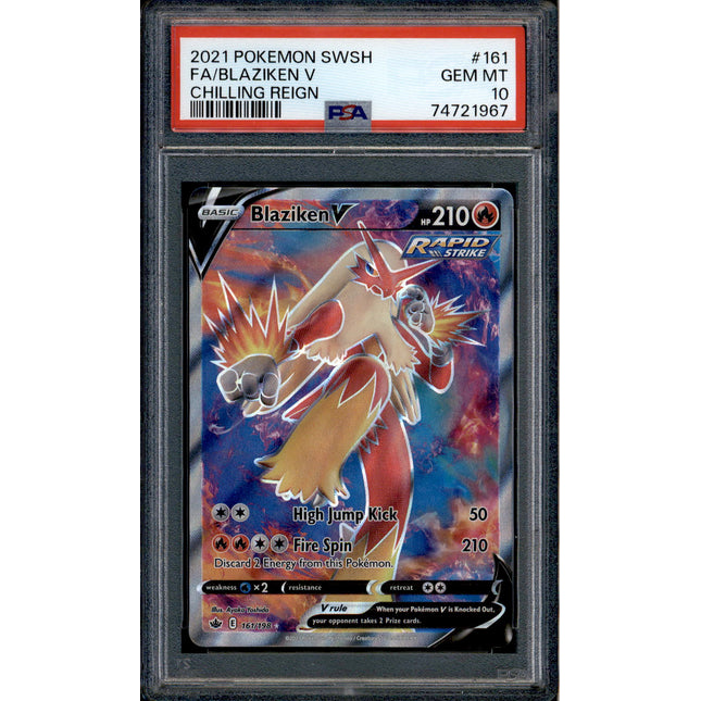 Blaziken V - 161/198 - PSA 10 - Full Art - Chilling Reign - Pokemon - 21967