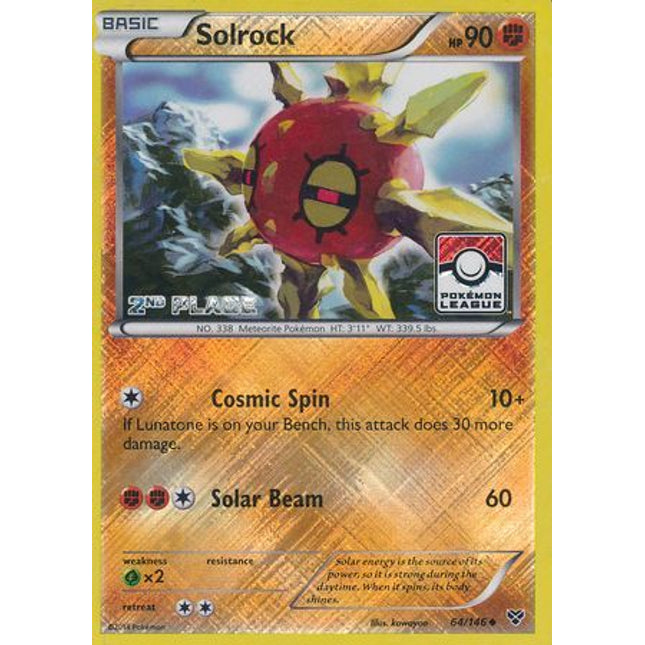 Solrock (64/146) (2nd Place League Challenge Promo) [XY: Base Set]