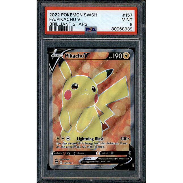 Pikachu V - 157/172 - PSA 9 - Full Art - Brilliant Stars - Pokemon - 68939