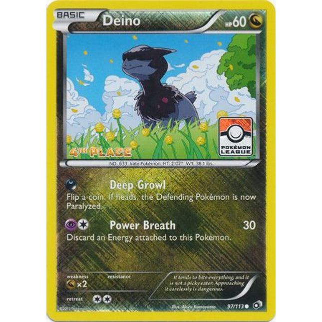 Deino (97/113) (League Promo 4th Place) [Black & White: Legendary Treasures]