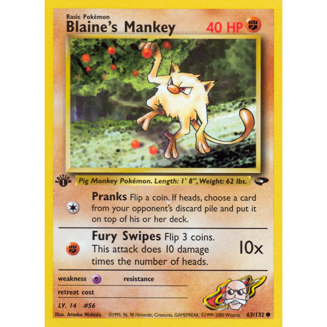 Blaine's Mankey (63/132) [Gym Challenge 1st Edition]