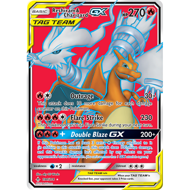 Reshiram & Charizard GX (194/214) [Sun & Moon: Unbroken Bonds]