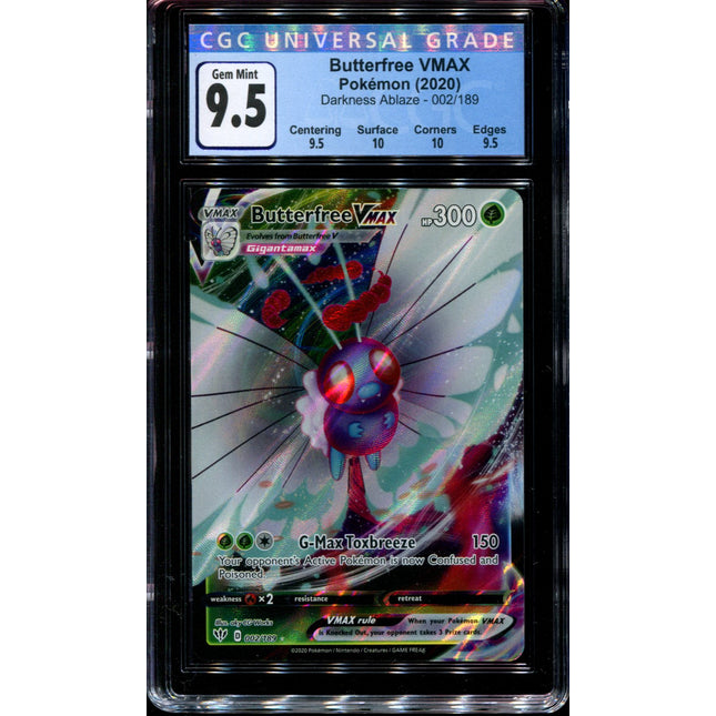 Butterfree Vmax - 002/189 - CGC 9.5 Gem Mint - Darkness Ablaze - 68176
