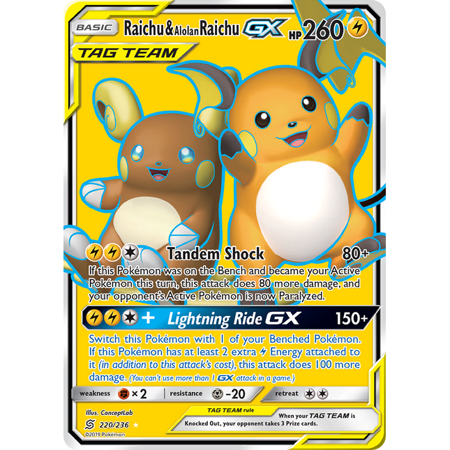 Raichu & Alolan Raichu GX (220/236) [Sun & Moon: Unified Minds]