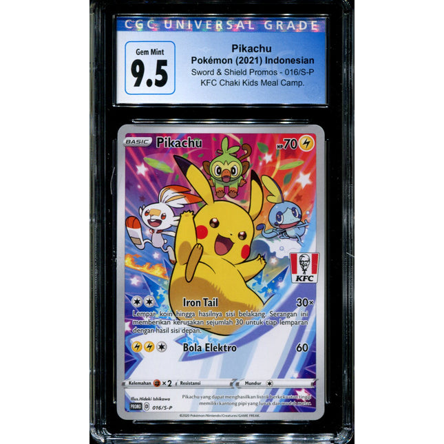 Pikachu - 016/S-P - CGC 9.5 - Sword & Shield Promos - Indonesian - KFC - Pokemon - 94084