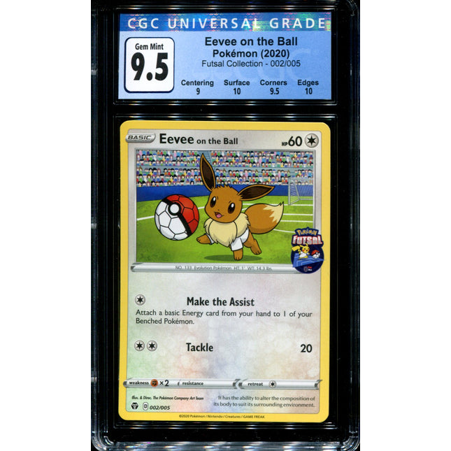 Eevee on the Ball - 002/005 - CGC 9.5 Gem Mint - Futsal Collection - Pokemon - 37064