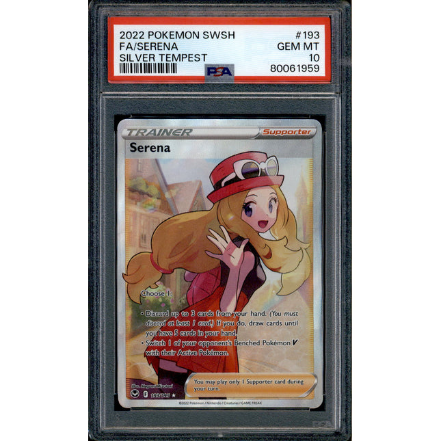 serena full art pokemon card Serena - 193/195 - PSA 10 - Full Art - Silver Tempest - Pokemon