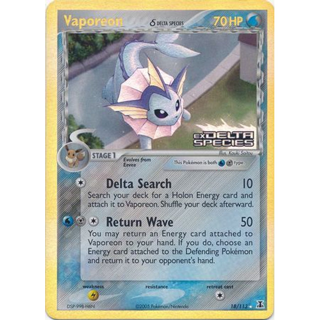 Vaporeon (18/113) (Delta Species) (Stamped) [EX: Delta Species]