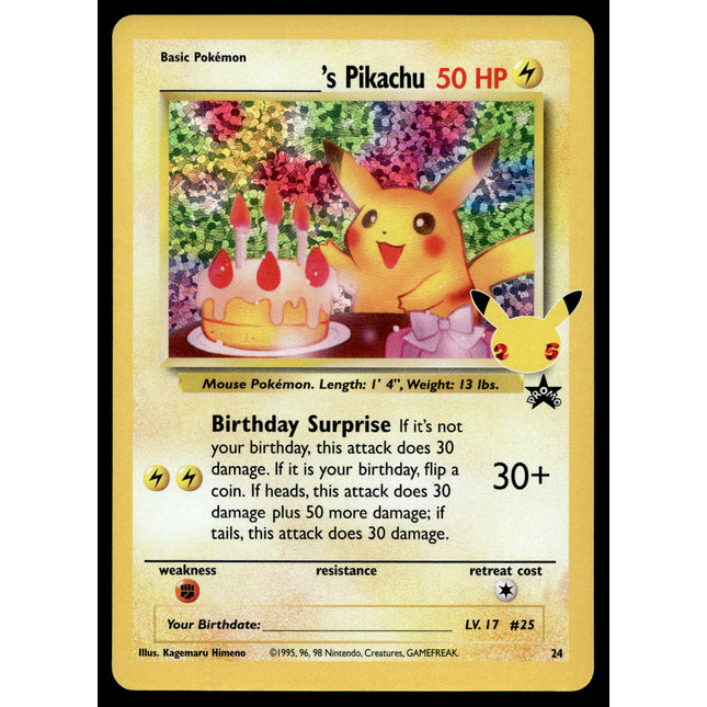 Birthday Pikachu - 24 - NM - Promo - Celebrations - Pokemon - A7-89