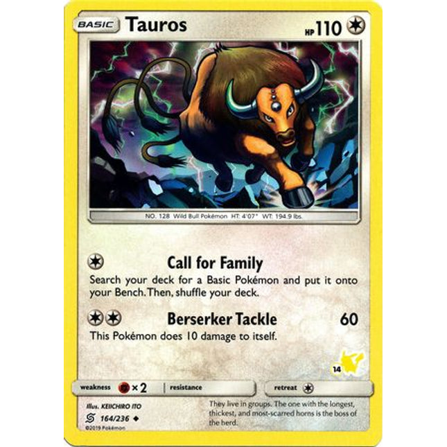 Tauros (164/236) (Pikachu Stamp #14) [Battle Academy 2020]