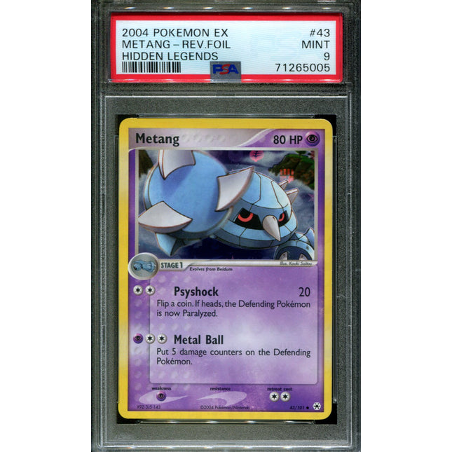 Metang - 43/101 - PSA 9 - Reverse Holo - Hidden Legends - Pokemon - 65005