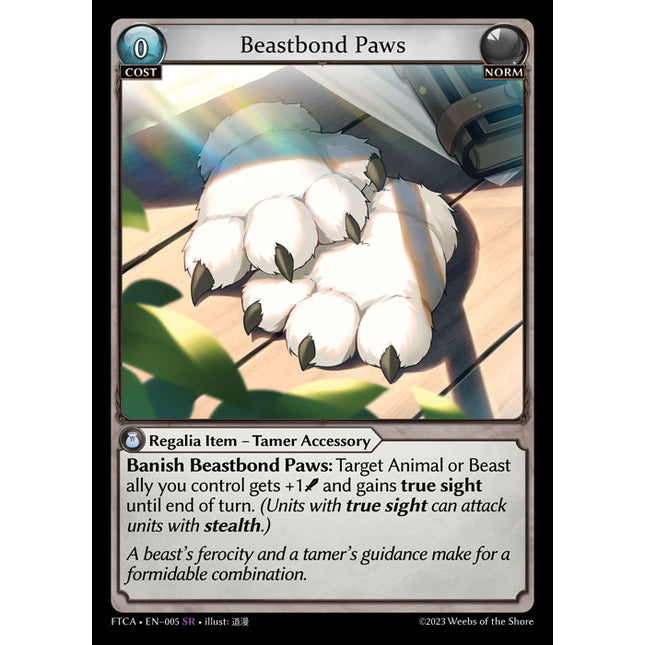 Beastbond Paws - FTCA EN-005 - x1 - SR - NM - Armaments Foil - Grand Archive TCG