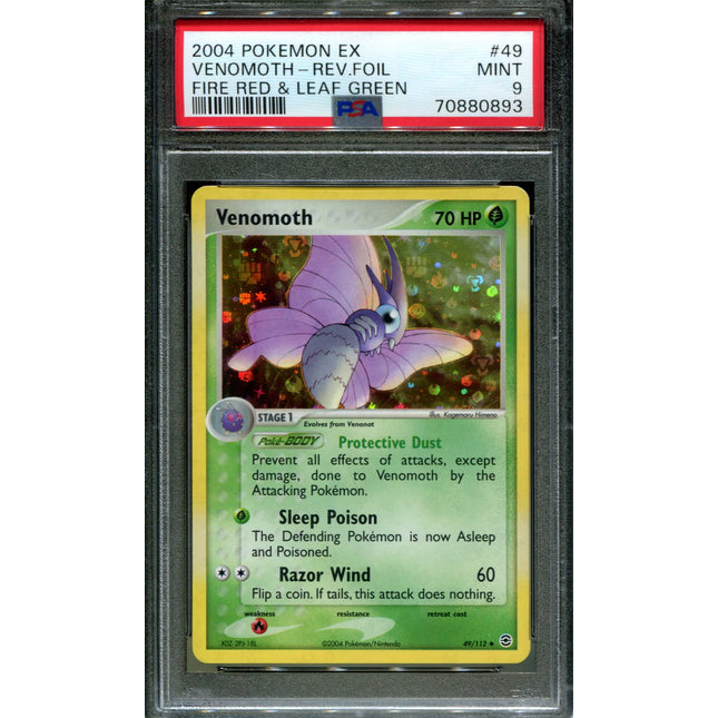 Venomoth - 49/112 - PSA 9 - Reverse Holo - FRLG - Pokemon - 80893
