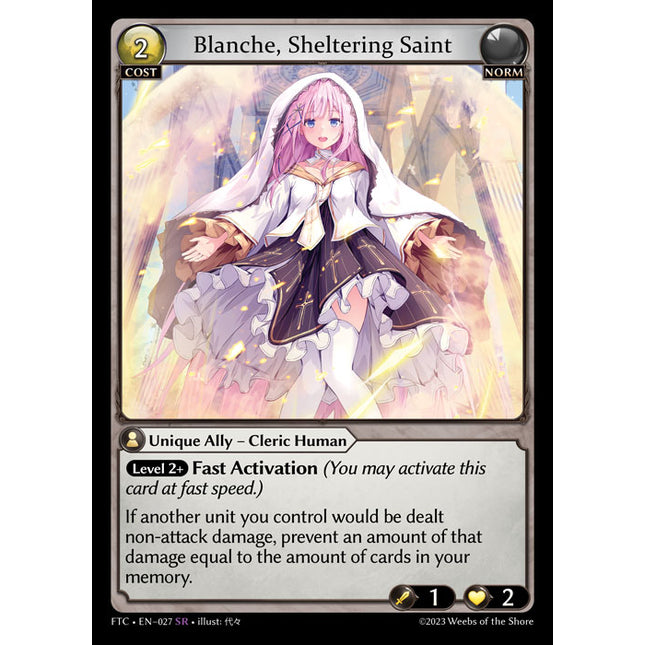 Blanche, Sheltering Saint - FTC EN-027 - x1 - SR - NM - Non-Foil - Grand Archive TCG