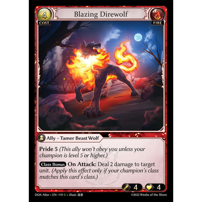 Blazing Direwolf - DOA Alter EN-119 - x1 - Uncommon - Near Mint - Non-Foil - Grand Archive TCG