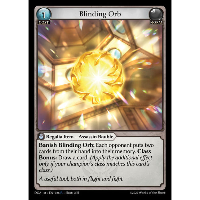 Blinding Orb - DOA 1st EN-026 - Rare - Near Mint - Foil - Grand Archive TCG